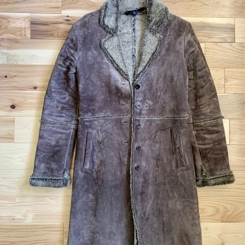Suede leather coat